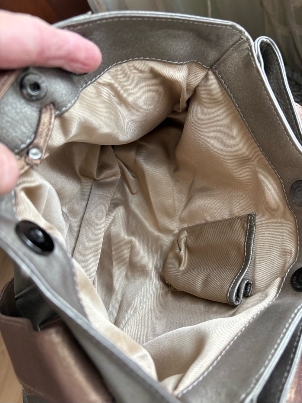 Fiona Metallic bronze Brown Leather Shoulder Bag - Picture 3 of 9